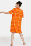 Zivame Girls Summer Treat Knit Poly Knee Length Nightdress - Autumn Sunset — thumbnail 3